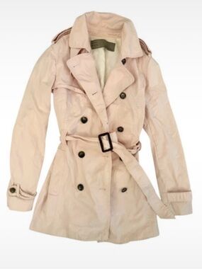 Zara Light Pink Double-Breasted Trench Coat with Belt